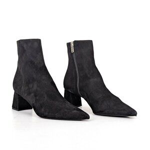 AGL Women Notch Ash Black Suede Pointy Zip Dress Office Ankle Boots sz 8US EUR38